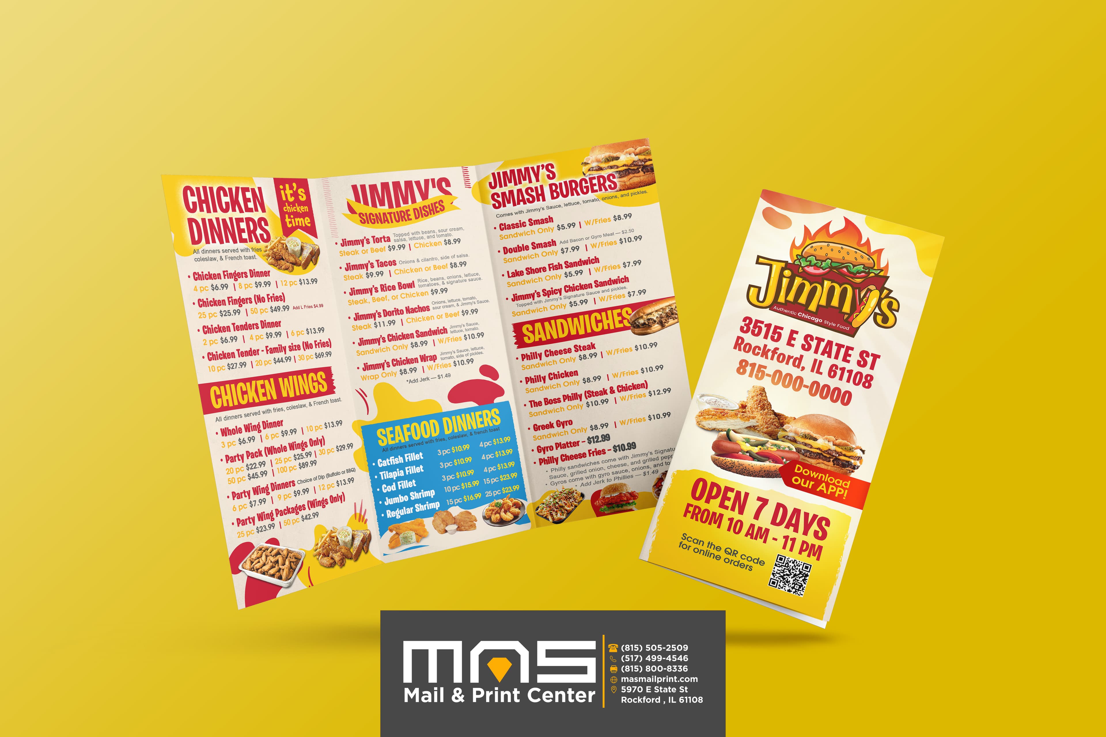Jimmys - Menu, Branding, window Graphics — Jimmy's Chicago Style — Rockford, IL