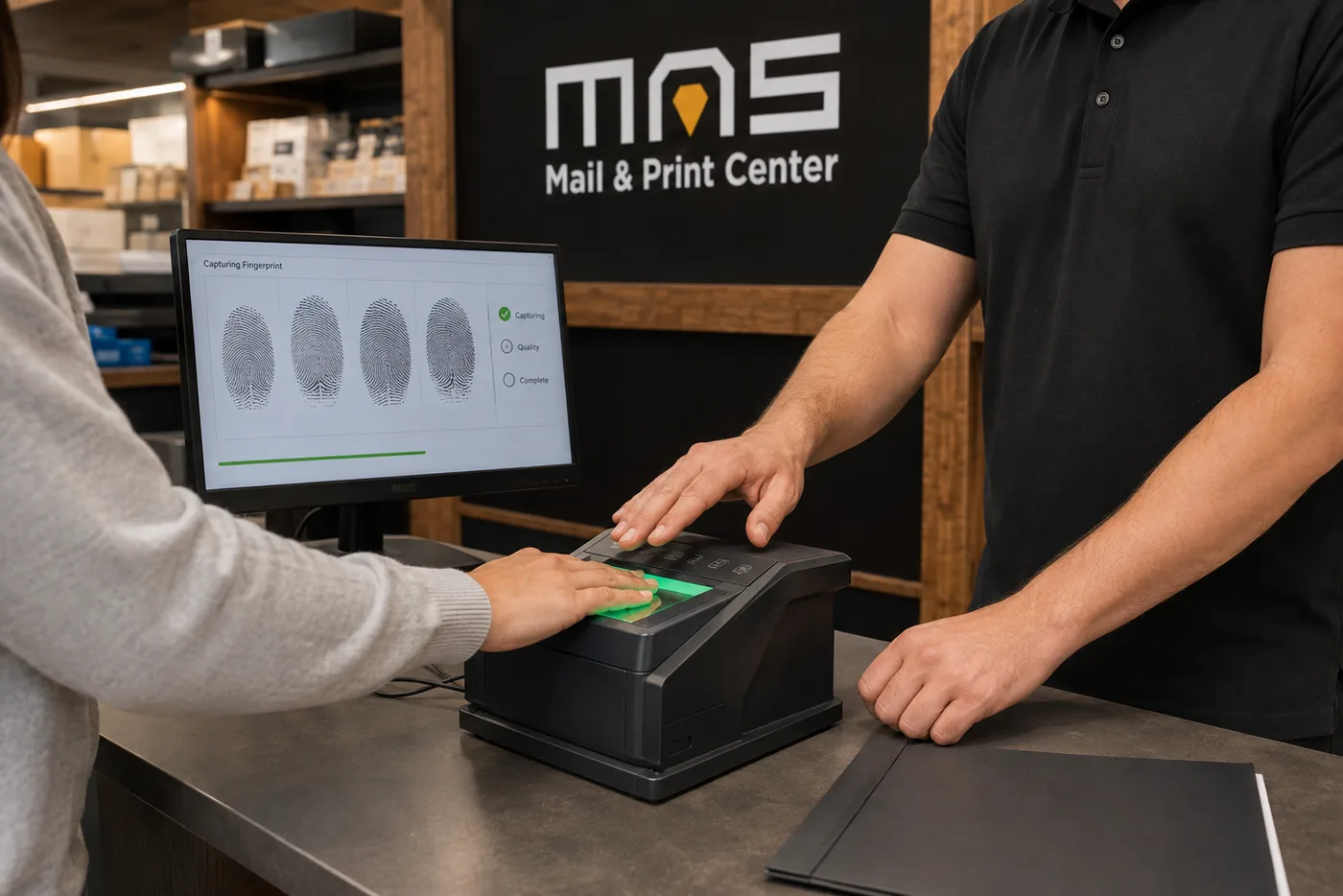 Fingerprinting & I-9 Verification at MAS Mail & Print Center